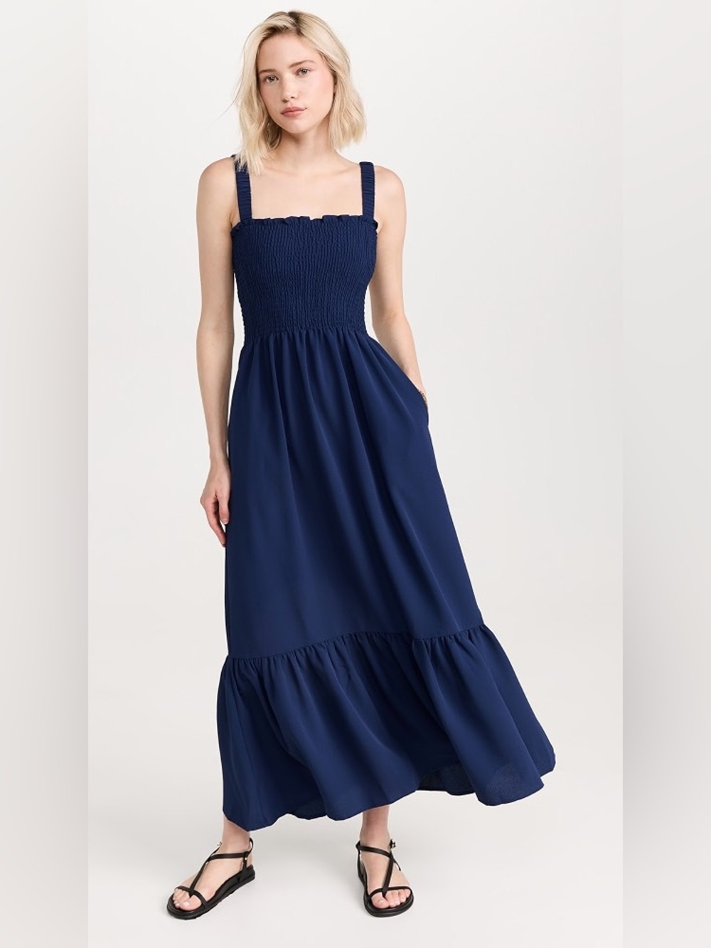 NWT Hill House Home The Anjuli Nap Dress in Navy Crepe Wrinkle Free